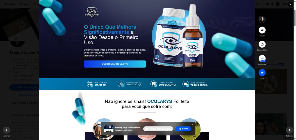 Projeto conceitual Ocularys apresentado no portfólio da TCRIATIVE